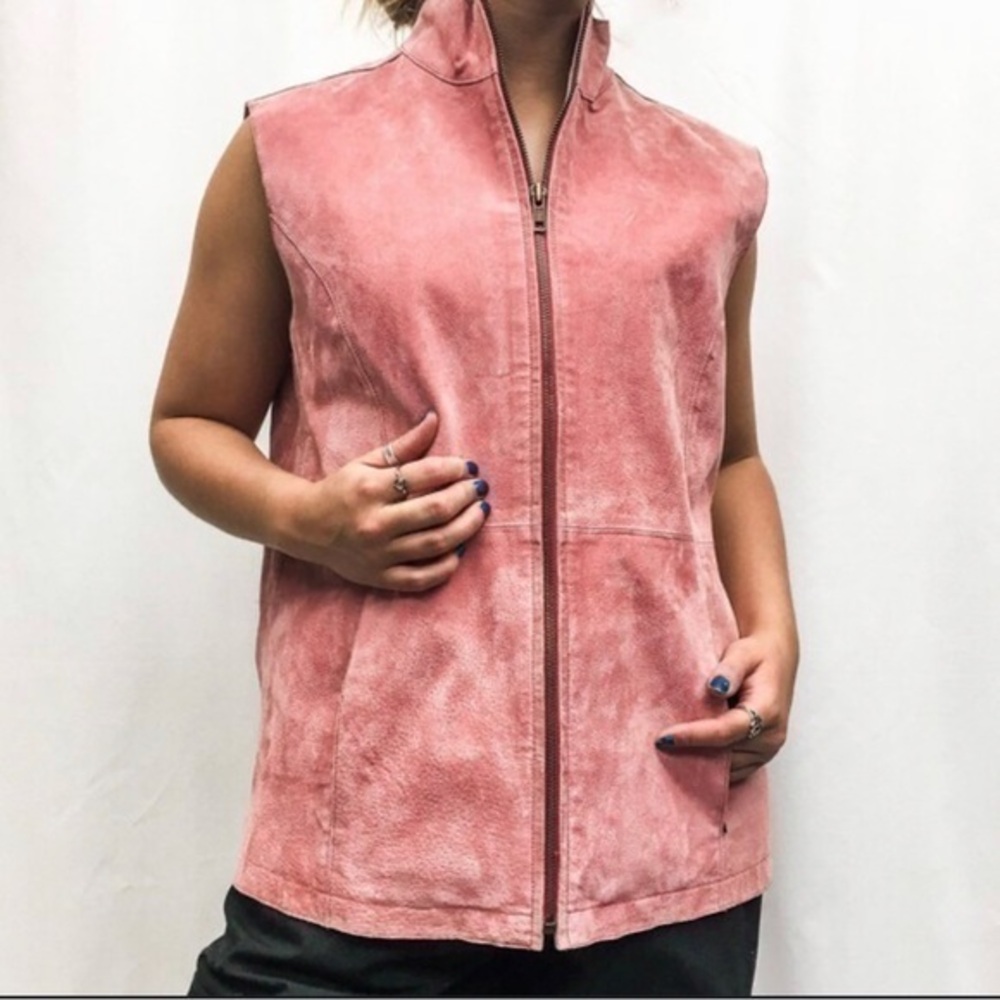 NWT Ruff Hewn 100% Genuine Leather Vest - Dusty Pink - Size Medium - Western